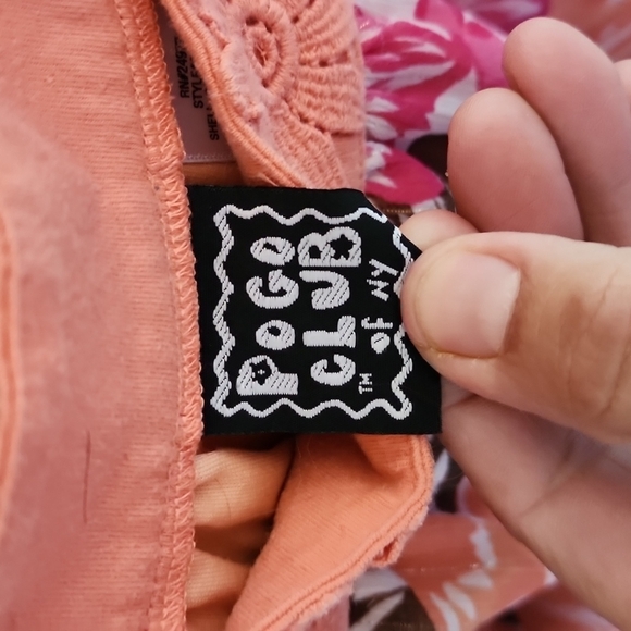 Pogo Club of NY peach/pink floral tank top with embroidered straps, size 10/12. - Picture 3 of 5